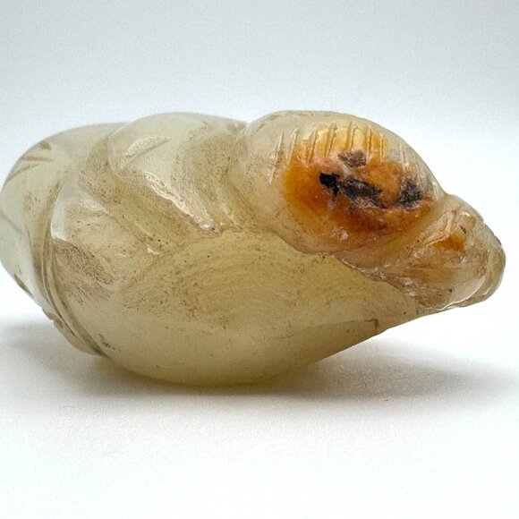 Jade Carved Chinese Mutton Fat Diety Figurine Rustic Stone Antique 19 c - Picture 6 of 9